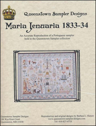 Maria Jenuaria 1833-34 Cross Stitch Pattern by Queenstown Sampler Designs - Premium Pattern, Cross Stitch from Queenstown Sampler Designs - Just $30! Shop now at Crossed Hearts Needlework & Design