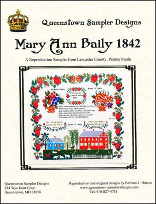 Mary Ann Baily 1842 Cross Stitch Pattern by Queenstown Sampler Designs - Premium Pattern, Cross Stitch from Queenstown Sampler Designs - Just $30! Shop now at Crossed Hearts Needlework & Design