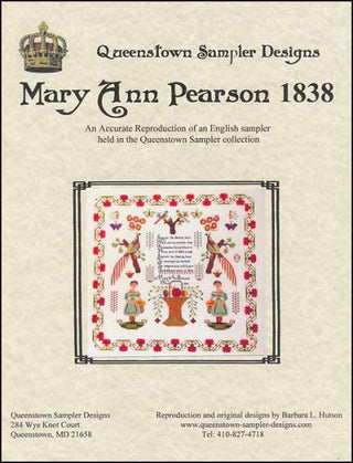 Mary Ann Pearson 1838 Cross Stitch Pattern by Queenstown Sampler Designs - Premium Pattern, Cross Stitch from Queenstown Sampler Designs - Just $30! Shop now at Crossed Hearts Needlework & Design