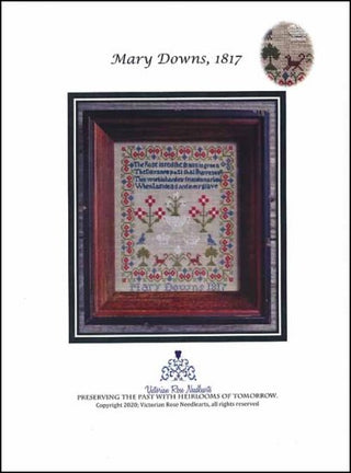 Mary Downs 1817 Cross Stitch Pattern by Victorian Rose Needlearts - Premium Pattern, Cross Stitch from Victorian Rose Needlearts - Just $14! Shop now at Crossed Hearts Needlework & Design