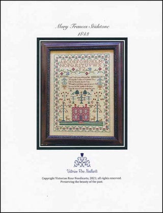 Mary Frances Stidstone 1843 Cross Stitch Pattern by Victorian Rose Needlearts - Premium Pattern, Cross Stitch from Victorian Rose Needlearts - Just $24! Shop now at Crossed Hearts Needlework & Design