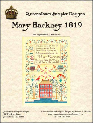 Mary Hackney 1819 Cross Stitch Pattern by Queenstown Sampler Designs - Premium Pattern, Cross Stitch from Queenstown Sampler Designs - Just $34! Shop now at Crossed Hearts Needlework & Design