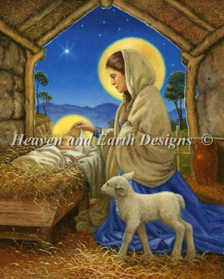 Mary and Lamb FULL COVERAGE Cross Stitch Pattern by Heaven and Earth Designs *RETIRED* - Premium Pattern, Cross Stitch from Heaven and Earth Designs - Just $23! Shop now at Crossed Hearts Needlework & Design