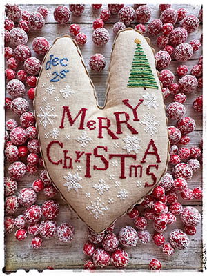 Merry Christmas Heart Cross Stitch Pattern by Lucy Beam *NEW* - Premium Pattern, Cross Stitch from Lucy Beam - Just $12! Shop now at Crossed Hearts Needlework & Design