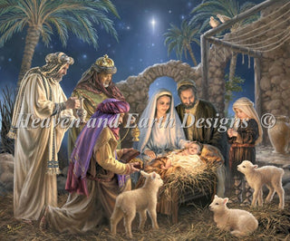 Mini The Nativity FULL COVERAGE Cross Stitch Pattern by Heaven and Earth Designs - Premium Pattern, Cross Stitch from Heaven and Earth Designs - Just $17! Shop now at Crossed Hearts Needlework & Design