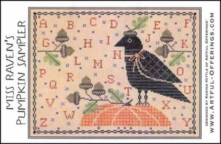 Miss Raven's Pumpkin Sampler Cross Stitch Pattern by Artful Offerings *NEW* - Premium Pattern, Cross Stitch from Artful Offerings™ - Just $12! Shop now at Crossed Hearts Needlework & Design