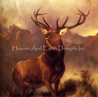 Monarch of The Glen FULL COVERAGE Cross Stitch Pattern by Heaven and Earth Designs - Premium Pattern, Cross Stitch from Heaven and Earth Designs - Just $23! Shop now at Crossed Hearts Needlework & Design