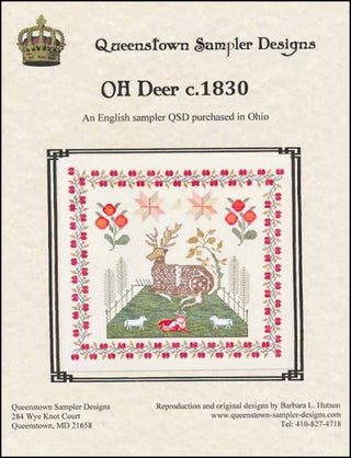 OH Deer c.1830 Cross Stitch Pattern by Queenstown Sampler Designs - Premium Pattern, Cross Stitch from Queenstown Sampler Designs - Just $28! Shop now at Crossed Hearts Needlework & Design