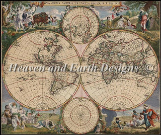 Old World Map FULL COVERAGE Cross Stitch Pattern by Heaven and Earth Designs - Premium Pattern, Cross Stitch from Heaven and Earth Designs - Just $23! Shop now at Crossed Hearts Needlework & Design