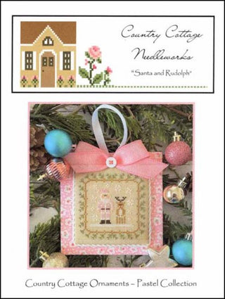 Pastel Ornament Part 9: Santa and Rudolph Cross Stitch Pattern by Country Cottage Needleworks *NEW* - Premium Pattern, Cross Stitch from Country Cottage Needleworks - Just $7! Shop now at Crossed Hearts Needlework & Design