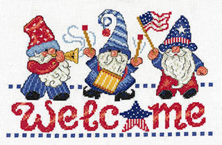 Patriotic Gnomes Welcome Cross Stitch Pattern by Imaginating *NEW* - Premium Pattern, Cross Stitch from Imaginating - Just $7! Shop now at Crossed Hearts Needlework & Design