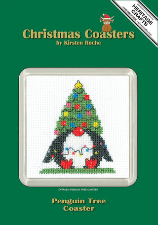 Penguin Tree Coaster Needlecraft Kit by Heritage Crafts *NEW* - Premium Needlecraft Kit from Heritage Crafts - Just $21! Shop now at Crossed Hearts Needlework & Design