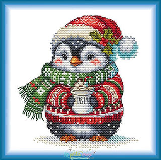 Penguin with His Chocolate Cross Stitch Pattern by Les Petites Croix de Lucie - Premium Pattern, Cross Stitch from Les Petites Croix de Lucie - Just $13.80! Shop now at Crossed Hearts Needlework & Design