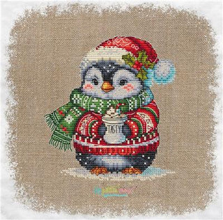 Penguin with His Chocolate Cross Stitch Pattern by Les Petites Croix de Lucie - Premium Pattern, Cross Stitch from Les Petites Croix de Lucie - Just $13.80! Shop now at Crossed Hearts Needlework & Design