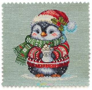 Penguin with His Chocolate Cross Stitch Pattern by Les Petites Croix de Lucie - Premium Pattern, Cross Stitch from Les Petites Croix de Lucie - Just $13.80! Shop now at Crossed Hearts Needlework & Design