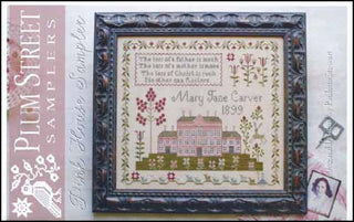 Pink House Sampler Cross Stitch Pattern by Plum Street Samplers - Premium Pattern, Cross Stitch from Plum Street Samplers - Just $12! Shop now at Crossed Hearts Needlework & Design