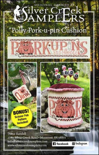 Polly Pork-u-pin Cushion Cross Stitch Pattern by Silver Creek Samplers *NEW* - Premium Pattern, Cross Stitch from Silver Creek Samplers - Just $15! Shop now at Crossed Hearts Needlework & Design