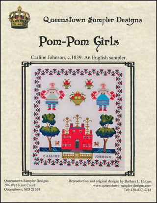 Pom-Pom Girls, Carline Johnson Cross Stitch Pattern by Queenstown Sampler Designs - Premium Pattern, Cross Stitch from Queenstown Sampler Designs - Just $18! Shop now at Crossed Hearts Needlework & Design