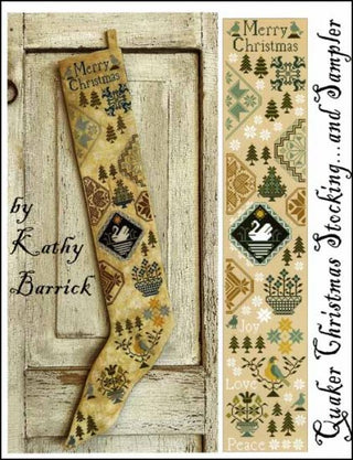 Quaker Christmas Stocking and Sampler Cross Stitch Pattern by Kathy Barrick *NEW* - Premium Pattern, Cross Stitch from Kathy Barrick - Just $18! Shop now at Crossed Hearts Needlework & Design