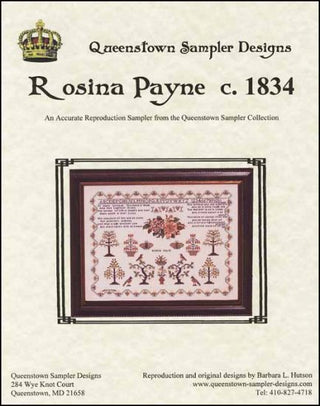 Rosina Payne c.1834 Cross Stitch Pattern by Queenstown Sampler Designs - Premium Pattern, Cross Stitch from Queenstown Sampler Designs - Just $28! Shop now at Crossed Hearts Needlework & Design