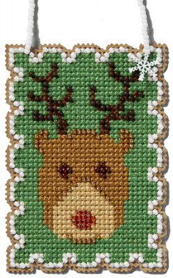 Rudolph: 2024 Holiday Stamps Charmed Ornament Kit by Mill Hill *NEW* - Premium Needlecraft Kit from Mill Hill® - Just $9.50! Shop now at Crossed Hearts Needlework & Design