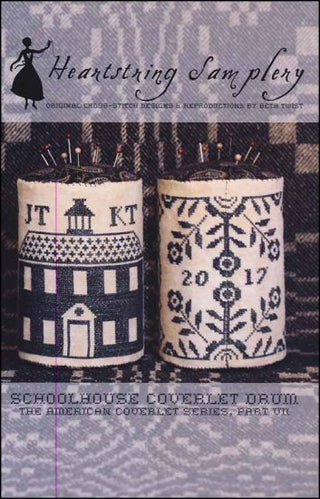 Schoolhouse Coverlet Pin Drum Cross Stitch Pattern by Heartstring Samplery - Premium Pattern, Cross Stitch from Heartstring Samplery - Just $10! Shop now at Crossed Hearts Needlework & Design