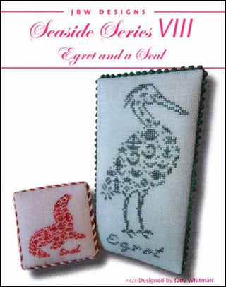 Seaside Series 8: Egret and a Seal Cross Stitch Pattern by JBW Designs - Premium Pattern, Cross Stitch from JBW Designs - Just $12! Shop now at Crossed Hearts Needlework & Design