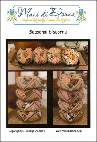 Seasonal Biscornu Cross Stitch Pattern by Mani di Donna - Premium Pattern, Cross Stitch from Mani di Donna - Just $30! Shop now at Crossed Hearts Needlework & Design