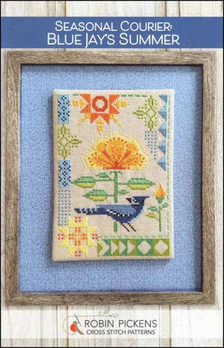 Seasonal Courier: Blue Jay's Summer Cross Stitch Pattern by Robin Pickens *NEW* - Premium Pattern, Cross Stitch from Robin Pickens - Just $10! Shop now at Crossed Hearts Needlework & Design