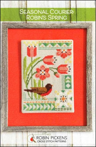 Seasonal Courier: Robin's Spring Cross Stitch Pattern by Robin Pickens *NEW* - Premium Pattern, Cross Stitch from Robin Pickens - Just $10! Shop now at Crossed Hearts Needlework & Design