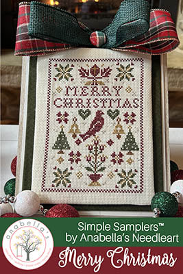 Simple Samplers™ Merry Christmas Cross Stitch Pattern by Anabella's - Premium Pattern, Cross Stitch from Anabella's - Just $10! Shop now at Crossed Hearts Needlework & Design