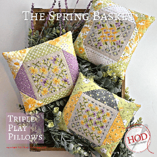 The Spring Basket: Triple Play Pillows Series Cross Stitch Pattern by Hands On Design - Premium Pattern, Cross Stitch from Hands On Design - Just $12! Shop now at Crossed Hearts Needlework & Design