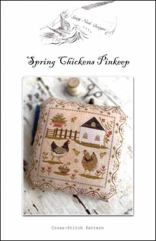 Spring Chickens Pinkeep Cross Stitch Pattern by Stacy Nash Primitives *NEW* - Premium Pattern, Cross Stitch from Stacy Nash Designs - Just $12! Shop now at Crossed Hearts Needlework & Design