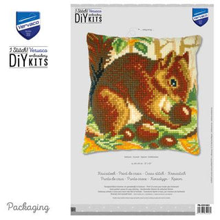 Squirrel Cushion Needlework Kit by Vervaco *NEW* - Premium Needlecraft Kit from Vervaco - Just $52! Shop now at Crossed Hearts Needlework & Design