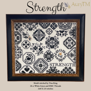 Strength: Quaker Style Cross Stitch Pattern by AuryTM - Premium Pattern, Cross Stitch from AuryTM - Just $24! Shop now at Crossed Hearts Needlework & Design