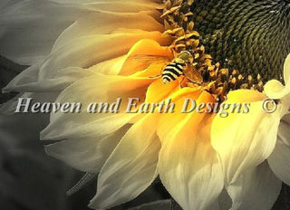 Sunflower Bee FULL COVERAGE Cross Stitch Pattern by Heaven and Earth Designs - Premium Pattern, Cross Stitch from Heaven and Earth Designs - Just $23! Shop now at Crossed Hearts Needlework & Design