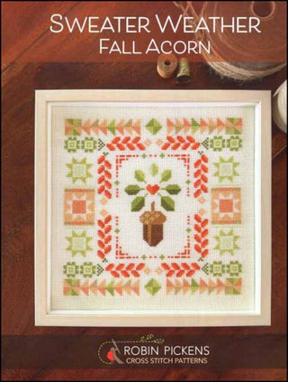 Sweater Weather Fall Acorn Cross Stitch Pattern by Robin Pickens *NEW*