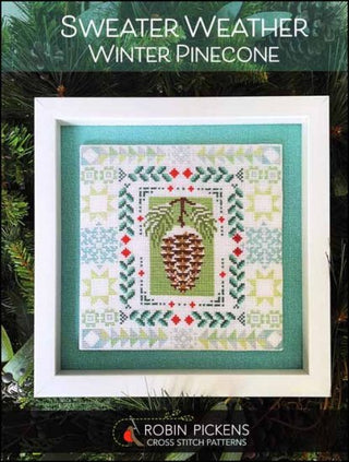 Sweater Weather Winter Pinecone Crossing Cross Stitch Pattern by Robin Pickens *NEW* - Premium Pattern, Cross Stitch from Robin Pickens - Just $10! Shop now at Crossed Hearts Needlework & Design