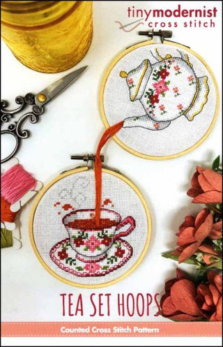 Tea Set Hoops Cross Stitch Pattern by Tiny Modernist *NEW* - Premium Pattern, Cross Stitch from Tiny Modernist - Just $12! Shop now at Crossed Hearts Needlework & Design