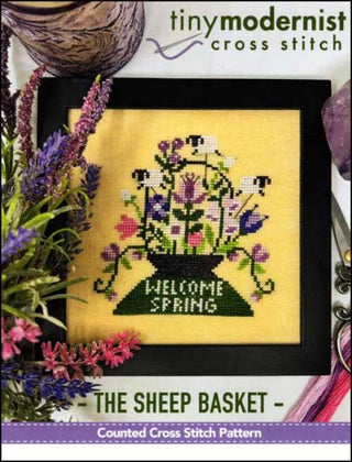 The Sheep Basket Cross Stitch Pattern by Tiny Modernist - Premium Pattern, Cross Stitch from Tiny Modernist - Just $7! Shop now at Crossed Hearts Needlework & Design