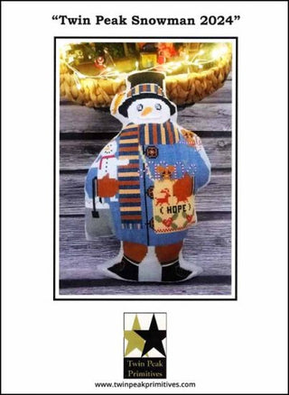 Twin Peak Snowman 2024 Cross Stitch Pattern by Twin Peak Primitives *NEW* - Premium Pattern, Cross Stitch from Twin Peak Primitives - Just $14! Shop now at Crossed Hearts Needlework & Design