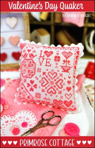 Valentine's Day Quaker Cross Stitch Pattern by Primrose Cottage Stitches - Premium Pattern, Cross Stitch from Primrose Cottage Stitches - Just $9! Shop now at Crossed Hearts Needlework & Design