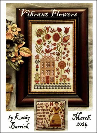 Vibrant Flowers Cross Stitch Pattern by Kathy Barrick - Premium Pattern, Cross Stitch from Kathy Barrick - Just $12! Shop now at Crossed Hearts Needlework & Design