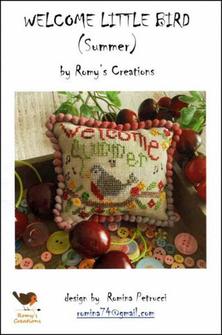 Welcome Little Bird (Summer) Cross Stitch Pattern by Romy's Creations *NEW* - Premium Pattern, Cross Stitch from Romy's Creations - Just $10! Shop now at Crossed Hearts Needlework & Design