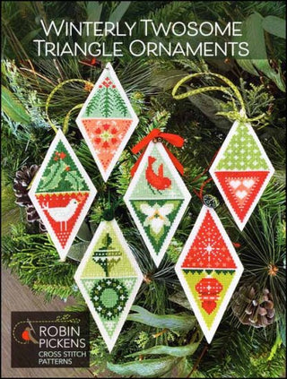 Winterly Twosome Triangle Ornaments Cross Stitch Pattern by Robin Pickens *NEW* - Premium Pattern, Cross Stitch from Robin Pickens - Just $10! Shop now at Crossed Hearts Needlework & Design