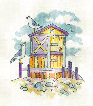 Yellow Beach Hut: By The Sea Collection Needlecraft Kit by Heritage Crafts - Premium Needlecraft Kit from Heritage Crafts - Just $41! Shop now at Crossed Hearts Needlework & Design