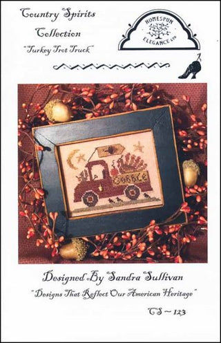 Turkey Trot Truck Cross Stitch Pattern - Premium Pattern, Cross Stitch from Homespun Elegance - Just $7.50! Shop now at Crossed Hearts Needlework & Design