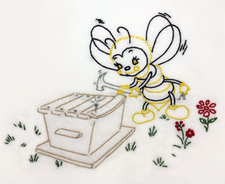 The Busy Bee Vintage Embroidery Iron-On Transfer #3681 by Aunt Martha's® - Premium Transfer Patterns from Aunt Martha's® - Just $2.25! Shop now at Crossed Hearts Needlework & Design