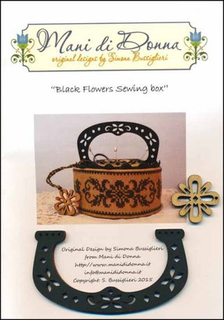 Black Flowers Sewing Box Cross Stitch Pattern by Mani di Donna - Premium Pattern, Cross Stitch from Mani di Donna - Just $30! Shop now at Crossed Hearts Needlework & Design