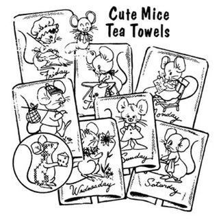 Cute Mice #3820 Vintage Embroidery Iron-on Transfer Pattern by Aunt Martha's® - Premium Transfer Patterns from Aunt Martha's® - Just $2.25! Shop now at Crossed Hearts Needlework & Design